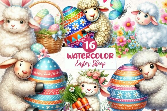 Download Cute Easter Sheep Clipart Bundle - Clipart bundle Collection