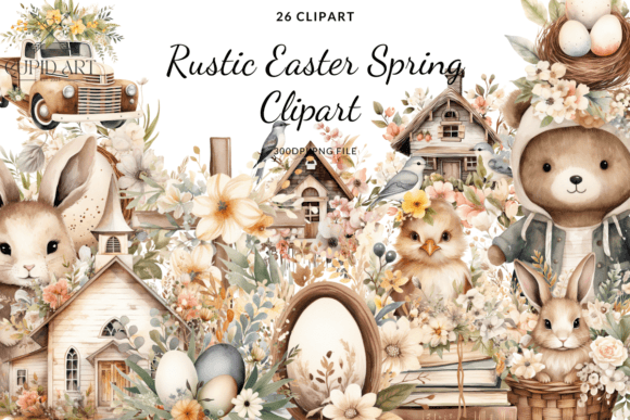 Download Rustic Easter Spring Clipart Bundle - Clipart bundle Collection