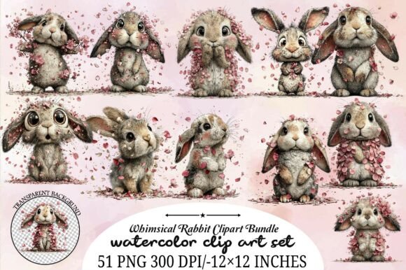 Download Whimsical Rabbit Clipart Bundle - Clipart bundle Collection
