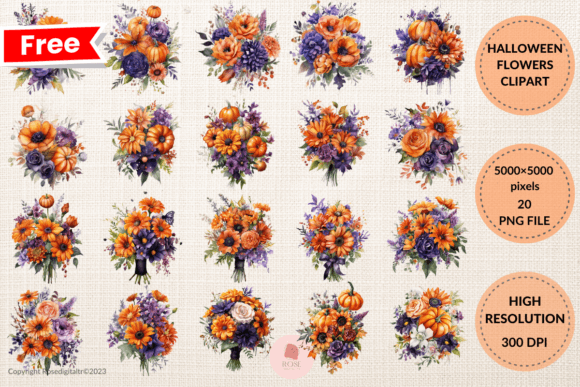 Download Free Halloween Flowers Clipart Bundle 4 - Clipart bundle Collection