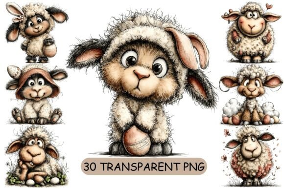 Download 30 Easter Lamb PNG Clipart Bundle - Clipart bundle Collection