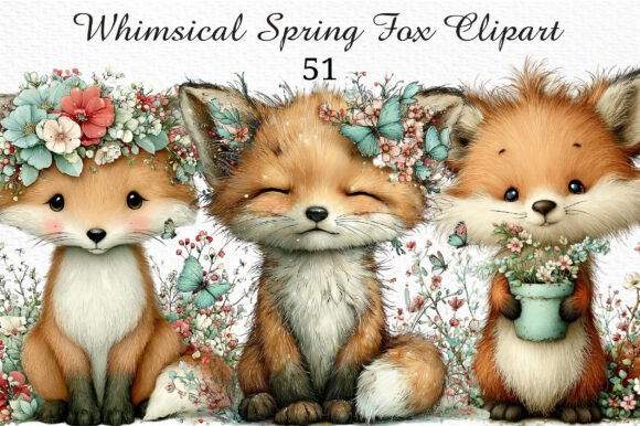 Download Whimsical Spring Fox Png Clipart Bundle - Clipart bundle Collection