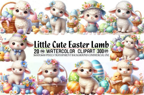 Download Little Cute Easter Lamb Clipart Bundle - Clipart bundle Collection