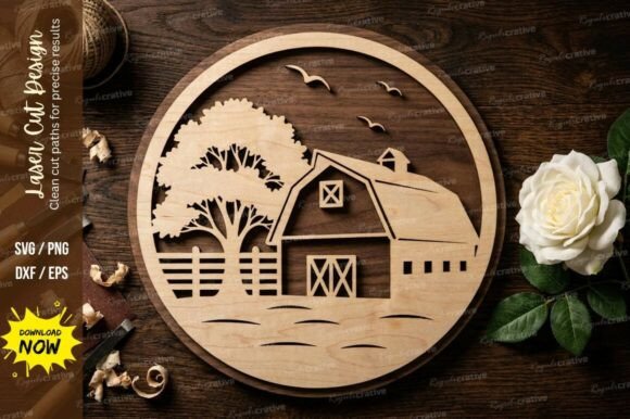 Download Rustic Farm Barn Laser Cut Wood Art - Laser cut wood Collection