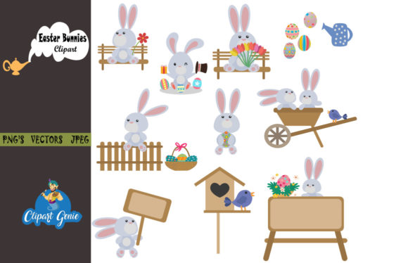 Download Easter Bunnies Clipart Bundle - Clipart bundle Collection