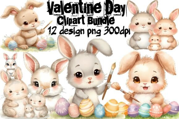 Download 🐰Valentine Day Bunny Clipart Bundle PNG - Clipart bundle Collection