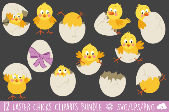 Download Easter Chick &amp; Egg Vector Clipart Bundle - Clipart bundle Collection