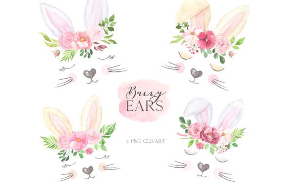 Download Watercolor Easter Bunny Ears Clipart - Bunny ears clipart Collection