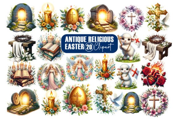 Download Antique Religious Easter Clipart Bundle - Clipart bundle Collection