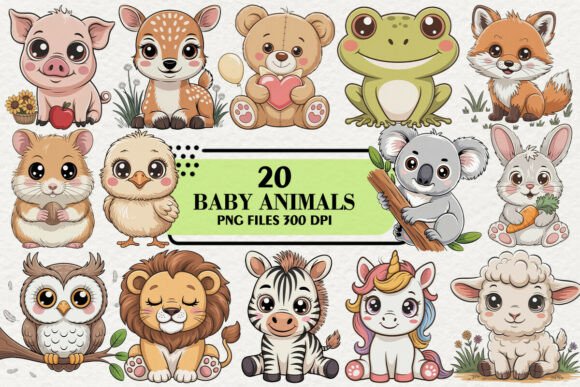 Download Kawaii Baby Animals Clipart Bundle - Clipart bundle Collection
