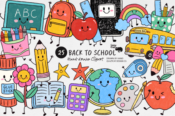 Download Back to School Hand-Drawn Clipart Bundle - Clipart bundle Collection