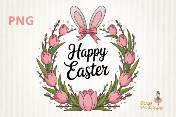 Download Easter Wreath Bunny Ears Clipart PNG - Bunny ears clipart Collection