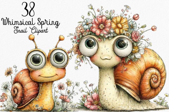 Download Whimsical Spring Snail Clipart Bundle - Clipart bundle Collection