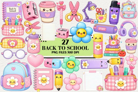 Download Kawaii Back to School Clipart Bundle - Clipart bundle Collection